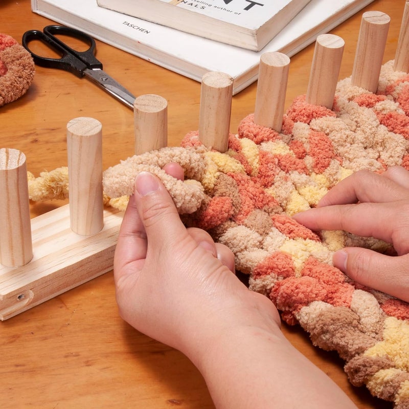 WILLOWDALE 47"Chunky Blanket Loom Kit, Adjustable Size Portable Design Yarn Loom for Adults, Wooden Hand Knitting Loom for Throw Blankets, Beginner-Friendly Yarn Craft Weaving Tools for Home Decor - Image 5